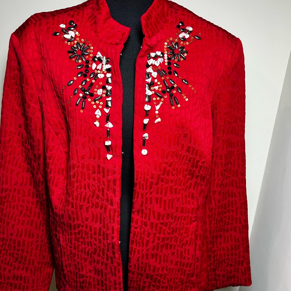 Embellished Red Women's Blazer